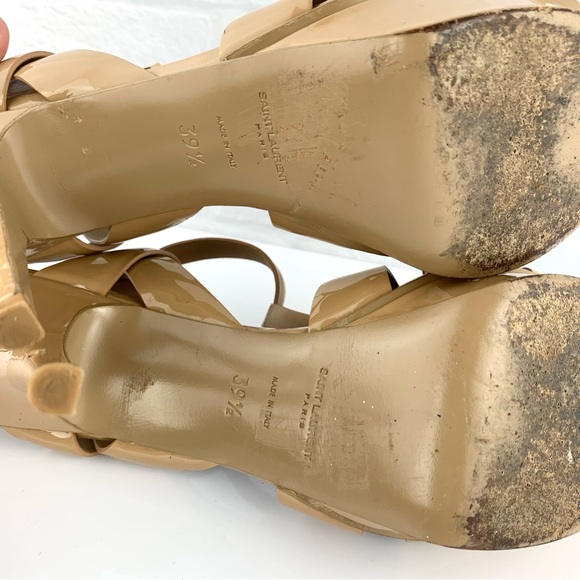 Saint Laurent Tribute Patent Leather Sandal Heels Size 39.5 - Picture 15 of 16